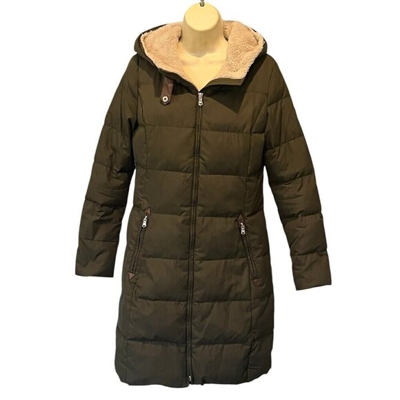 Lauren Ralph Lauren Green Quilted Hooded Puffer Parka Coat - Picture 1 of 16